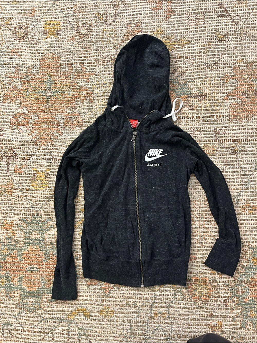 Nike Kids Black Full-Zip Hoodie with White Logo